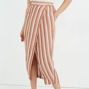 Madewell Pull-On Wrap Midi Skirt in Stripe